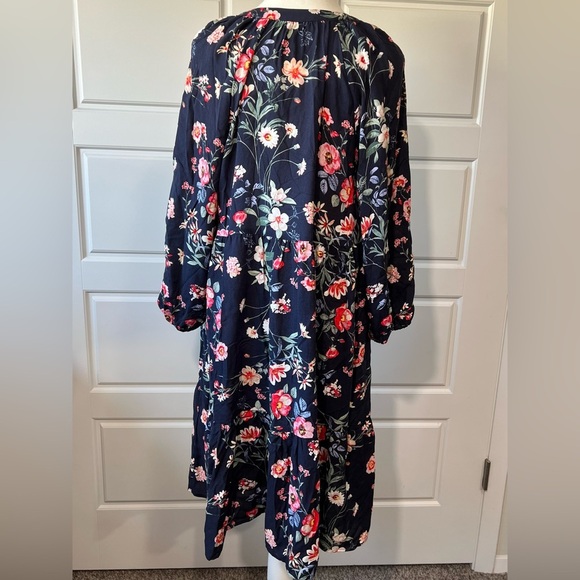 Gap Maternity Floral Print Tiered Midi Dress Long Sleeve Casual Spring Fall SM - Picture 4 of 8